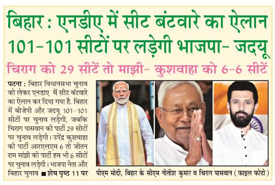Bihar NDA me seet
